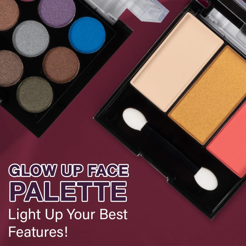 Hilary Rhoda Glow Up Face Palette | Face Palette with Blush, Highlighter, Face Powder & Eyeshadows | Highly Pigmented Face Palette | Available in 4 Variants | 20.6g (Shade 02) thumbnail 3